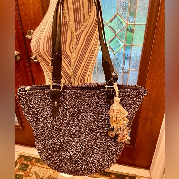 The Sak Crochet Silverwood Hand Crafted Brown/Silver Tweed Boho tote like BagNWT - Picture 15 of 15